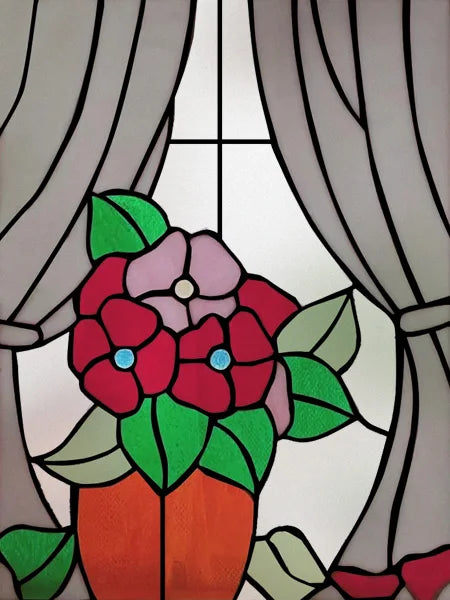 Window Film Stained Glass Films Frosted Static Cling Light-transparent Opaque Privacy Glass Sticker Home Decor Rose Flowers