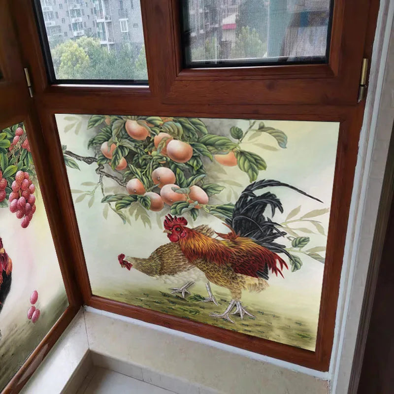 Custom size Glass Films,Frosted Decorative Window Film Grapes Design Static Cling Stained Glass Sticker,Custom fit Size or Shape