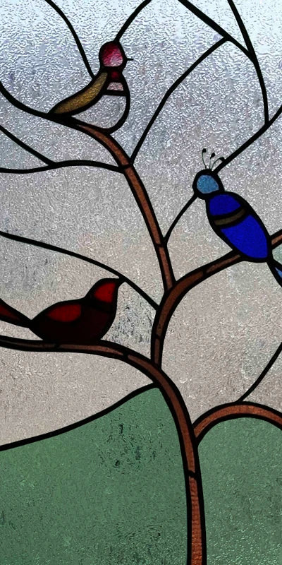 Custom Size 3D Matte Window Film, Stained Glass, Decorative UV Window Sticker, Privacy Frosted Static Cling, Home Decal,Peacock