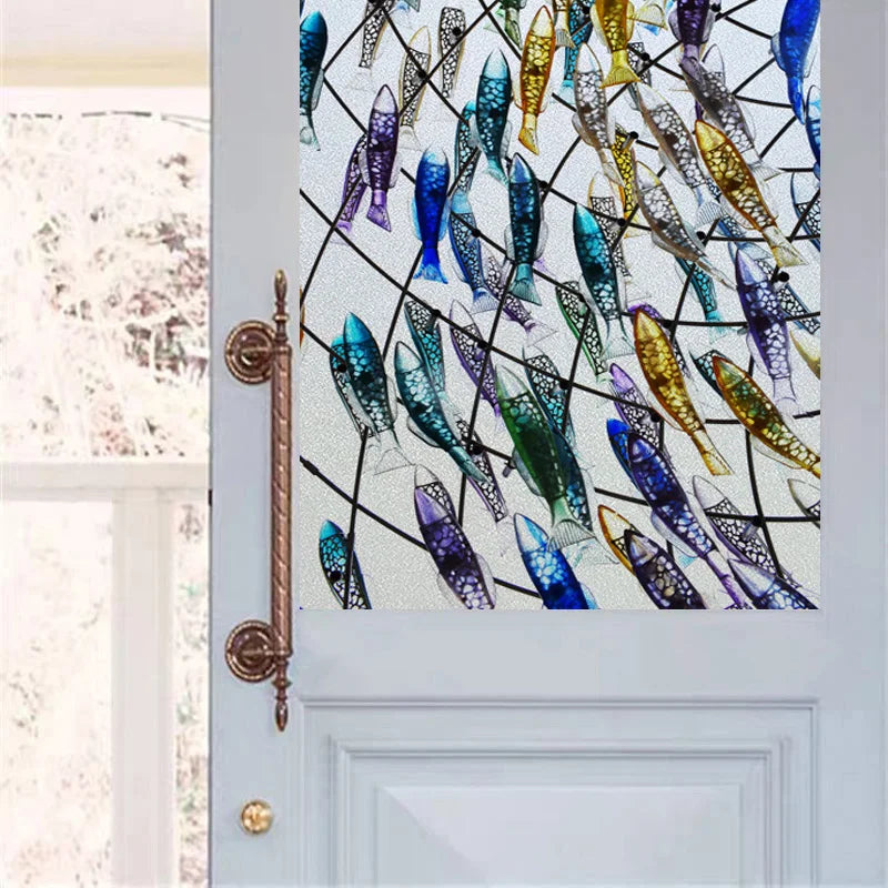 Window Film Frosted Stained Glass Films,Customized Privacy Static Cling,Flower Sun Fruit Fish Cat,Door Sticker,Office Home Decor