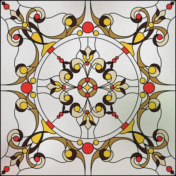 Stained Glass Window Film, Square Window Sticker, Privacy Frosted Static Cling, Home Decal, Door, Office, Custom Size