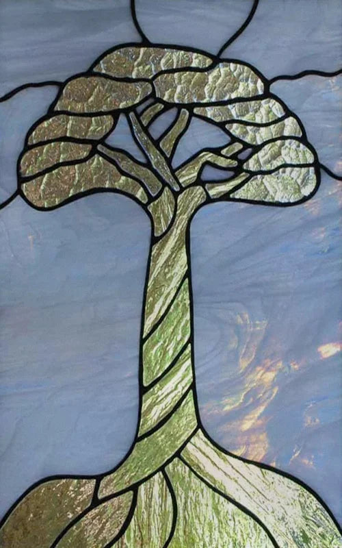 Custom Size Stained Glass Stickers,Static Cling,Frosted Privacy Print, Tree,Rivers for Window, Door, Home Decor