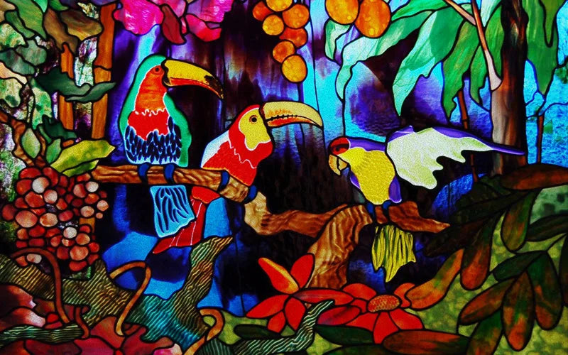 Custom Size Glass Window Film Static Cling Frosted Glass Films Stickers For Bathroom Kitchen Door Birds Heron Parrot Owl