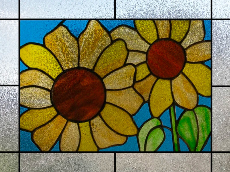 Window Film Stained Glass Stickers,Custom size Static Cling Frosted,Flower Bird Flower Print For Transom Window Glass Home Decor