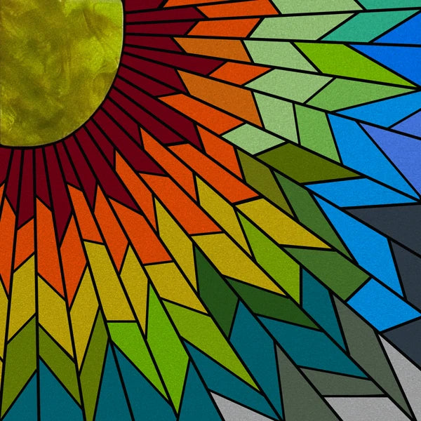 European Church Mosaic Stained Glass Films,Window Stickers Static Cling,Sun, Mosaic, Custom made to fit any Window Size or Shape