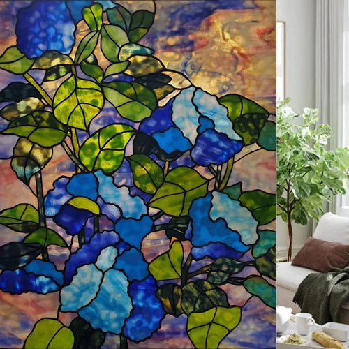 Custom size Glass Films,Stained Glass Stickers Static Cling,Frosted Privacy Print Tree,Rivers,Hill For Window Door Home Decor