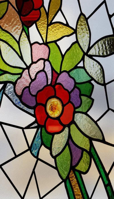 Window Film Frosted Stained Glass Films Customized Art Decor Design Flower Static Cling Sticker,Home Decor Foil Window Treatment