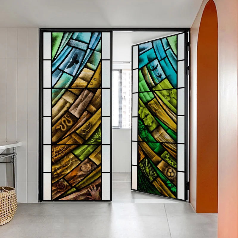 Stained Glass Window Film, Retro Stickers, Static Cling, Kitchen, Bathroom, Bedroom, Sliding Door, Home Decor, Custom Size