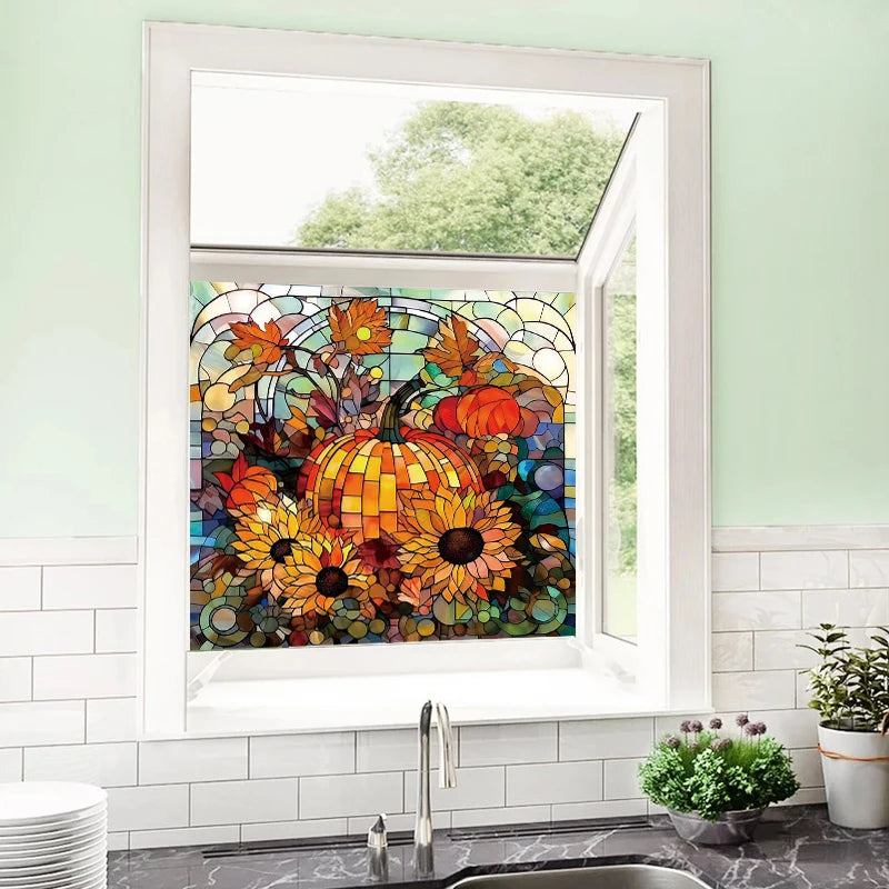 Custom size Window Film Stained Glass Films Frosted Privacy Static Cling Sunflower Sticker Bathroom Skylight Decor