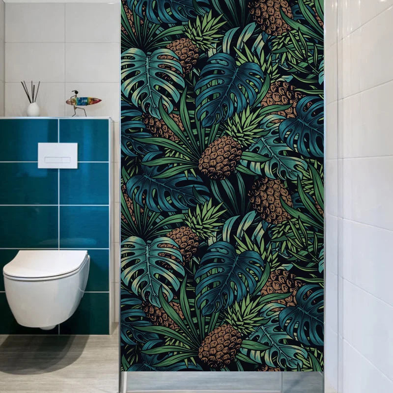 Stained Glass Film, Opaque Sticker,Frosted Static Cing ,Tropical Leaves, Seamless Pattern,Home Decor, Privacy, Custom Size