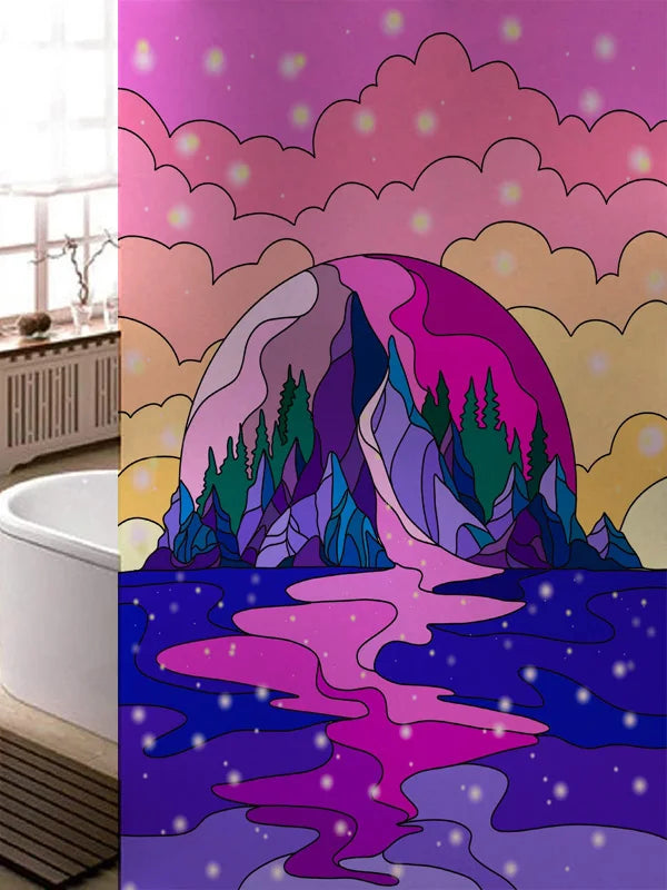 Stained Glass Window Film, Frosted Glass Sticker, Custom Size Castle Cartoon Pattern for Kids Room Door, Poster, Home Decor