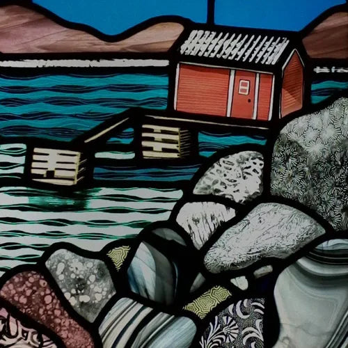 Custom Size Stained Glass Films,Privacy Static Cling,Print Castle, Sailboat, House Door Sticker,Office, Home Decor