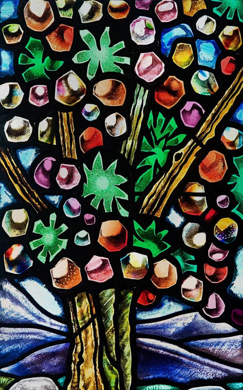 Custom Size Stained Glass Stickers,Static Cling,Frosted Privacy Print, Tree,Rivers for Window, Door, Home Decor