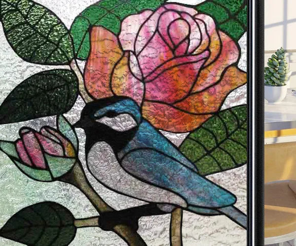 Window Film Frosted Stained Glass Films,Static Cling,Privacy Films,Bird Cock,Door Sticker Kitchen Bathroom Home Decor Customized
