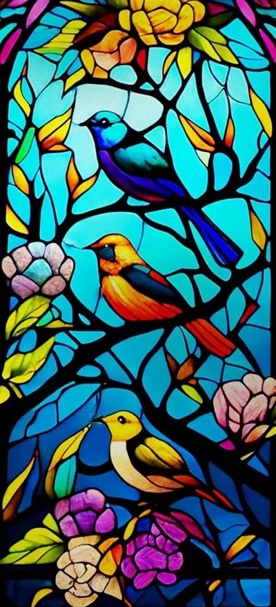 Frosted Stained Glass Window Film, Customized Art Decor Design, Flower Tree, Cat,Static Cling Sticker,Home Decor, Treatment