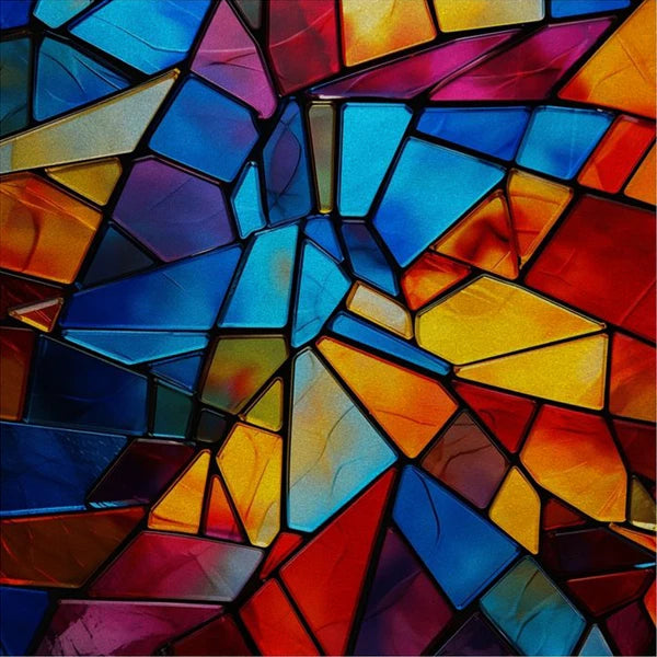 European Church Mosaic Stained Glass Films,Window Stickers Static Cling,Sun, Mosaic, Custom made to fit any Window Size or Shape