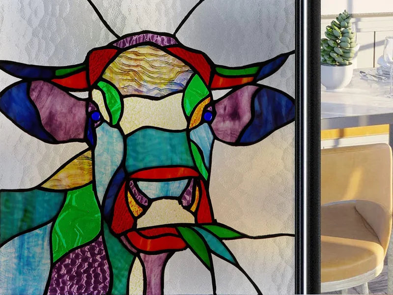 Frosted Stained Glass Window Film, Customized Art Deco Design, Static Cling Door Sticker,Home Decor Foil, Treatment
