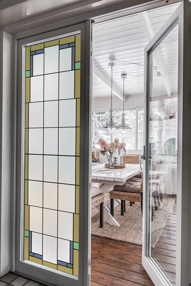 Stained Glass Window Film Transparent/Frosted Glass Sticker Static Cling Prairie Scottish for thin long Glass Door Anticollision