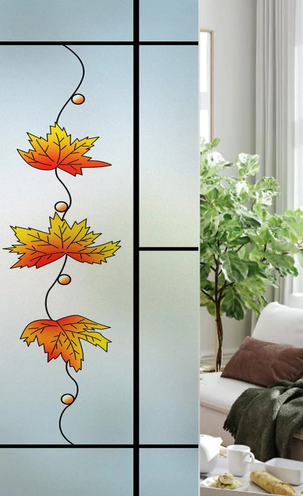 Custom Size Stained Glass Window Film, Frosted Privacy, Static Cling, Retro Country, Door Sticker, Bathroom, Office, Home Decor