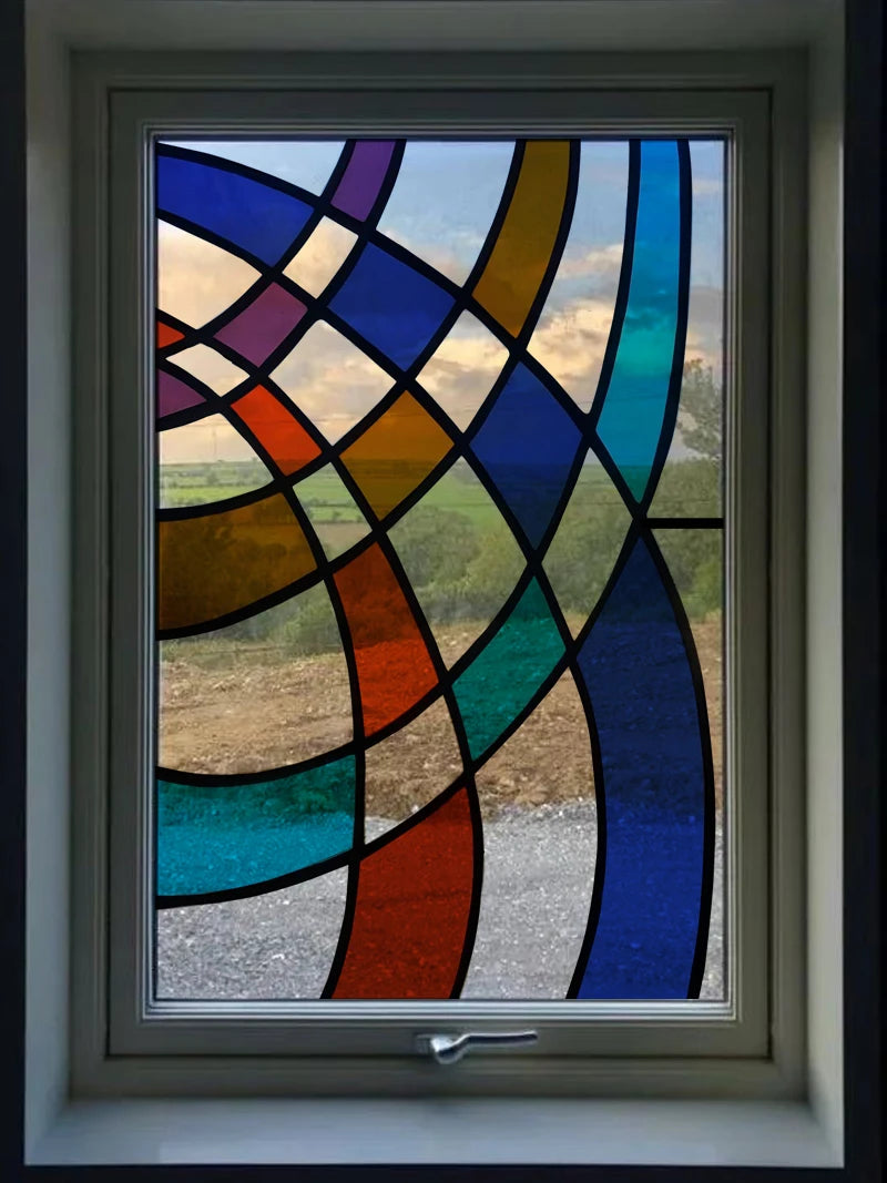 Frosted Stained Glass Window Film, 3D Matte, Transparent,Static Cling,Privacy, Door Sticker,Customized for Office, Home Decor