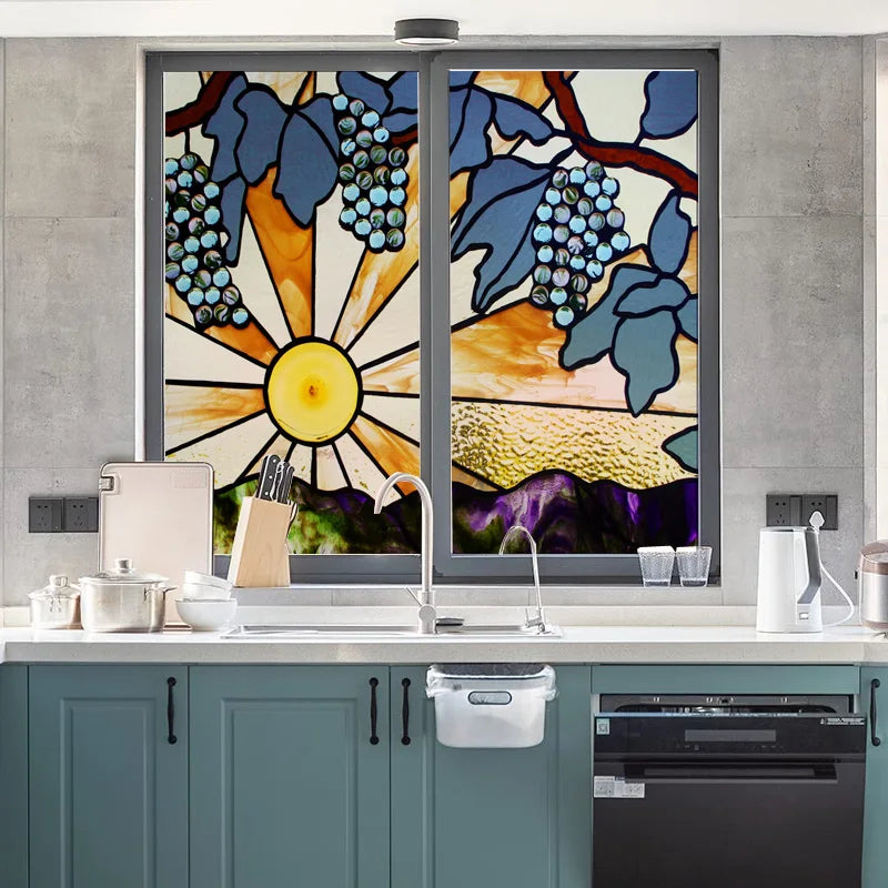 Window Film Frosted Stained Glass Films Static Cling Privacy Films Sun Moon Door Sticker Kitchen Bathroom Home Decor Customized
