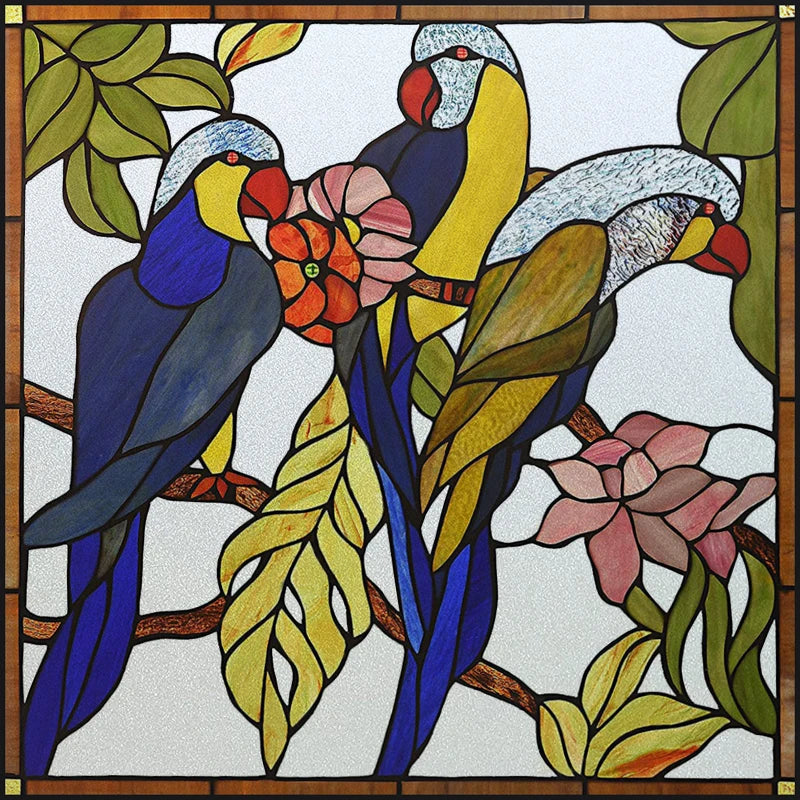 Window Film Stained Glass Films,Customized Art Deco Design,Birds Static Cling Sticker,Home Decor Foil,Window Treatment