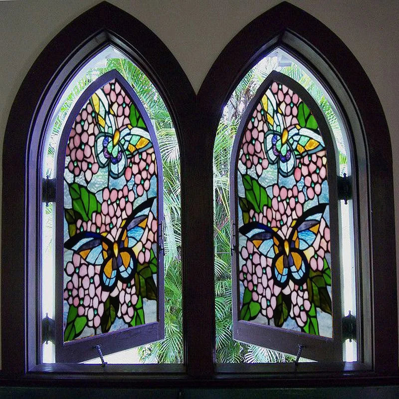 Window Film Stained Glass Stickers Static Cling,Frosted Privacy Custom size,Print Cat,Tiger,Deer,Bear For Window Door Home Dec