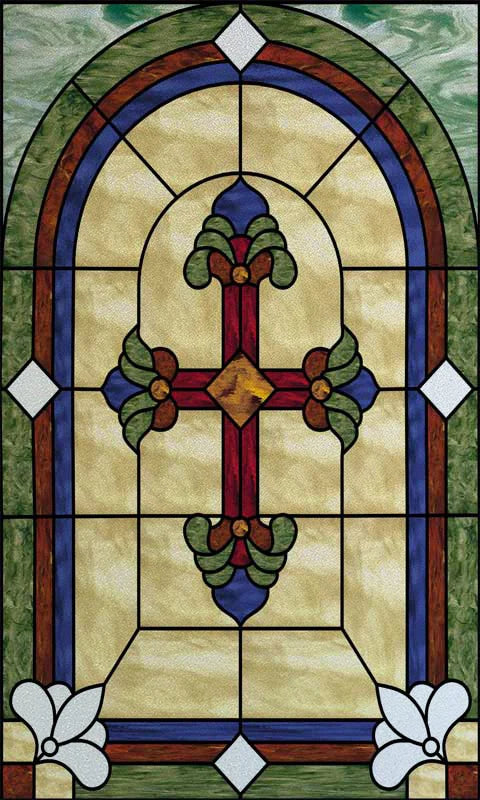 Window Film Victorian Stained Glass Films Customized  Church-style Static Cling Sticker Kitchen Bathroom Substitute for Home