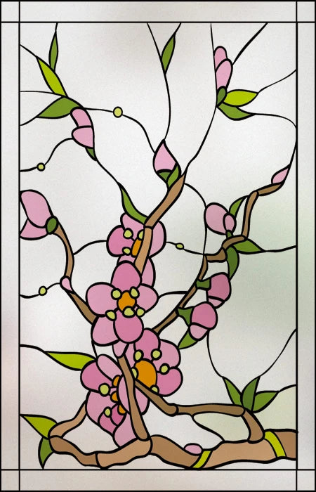 Frosted Stained Glass Window Film, Print Flowers, Static Cling,Privacy Door Sticker,Kitchen, Office, Home Decor, Customized