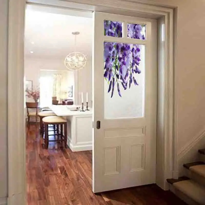 Custom Size Window Glass Films Privacy Film Static Cling Door Sticker Wisteria Pictures Shower Office Bedroom Kitchen Home Decor