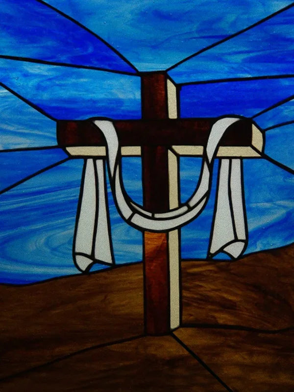 Custom Frosted Stained Glass Window Film,PVC Static Cling Films,Cross Church Decor Foil Stickers