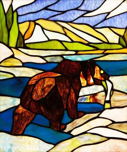 Stained Glass Window Film Frosted Glass Sticker Forest Customized Privacy Static Cling,Print Sticker,Bear,Office Home Decor