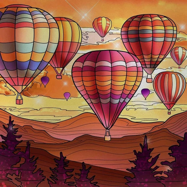 Custom size Stained Glass Wndow Film,Satic Cling Window Films,Decor Foil Stickers Window Treatment For Square Glass Hot air ball