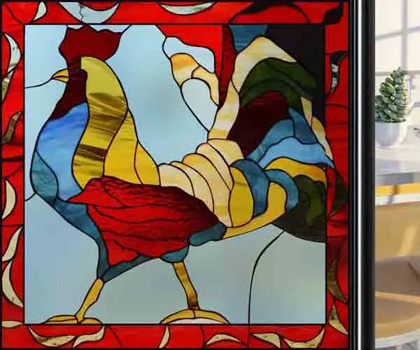 Window Film Frosted Stained Glass Films,Static Cling,Privacy Films,Bird Cock,Door Sticker Kitchen Bathroom Home Decor Customized