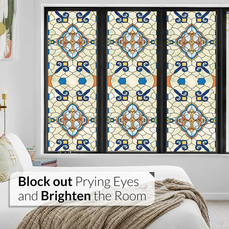 Custom Stained Glass Window Films,Frosted sticker,Privacy Static Cling Church Style For Bathroom Sliding door Home Office