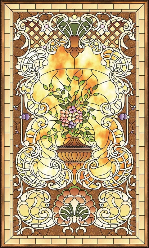 Window Film Victorian Stained Glass Films Customized  Church-style Static Cling Sticker Kitchen Bathroom Substitute for Home