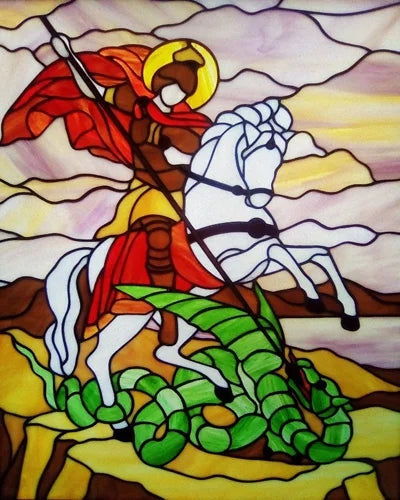 Custom size Stained Glass Window Film Retro Painted Horse Deer, Frosted Static Cling Art Colored Glass Films,Glass Sticker