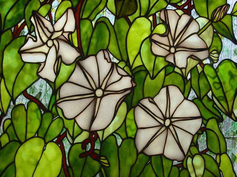 Stained Glass Window Film, Custom Size, Static Cling, Frosted,Flower, Bird, Tree Print for Transom, Glass, Home Decor