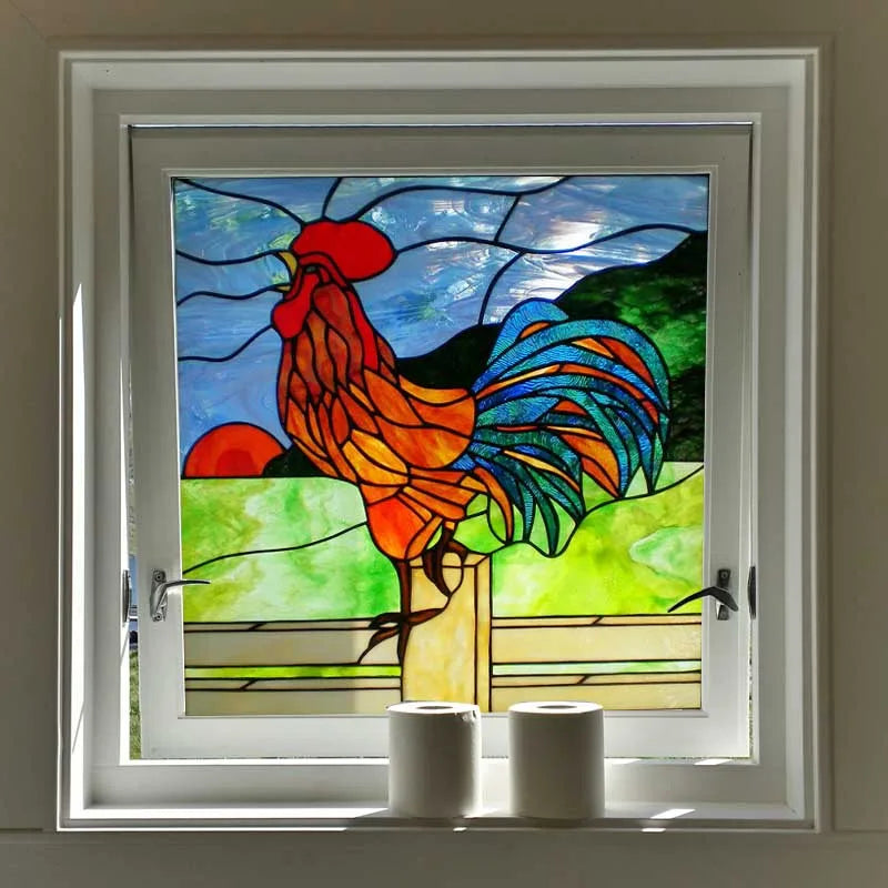 Window Film Stained Glass Films Static Cling Stickers for Bathroom Kitchen Office Home Decor,Birds Peacock,Heron,Owl,Custom size