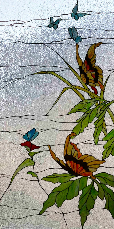 Custom Size Stained Glass Window Film Frosted Privacy Static Cling Retro Prairie Style Stickers Shower Kitchen Home Decor Flower