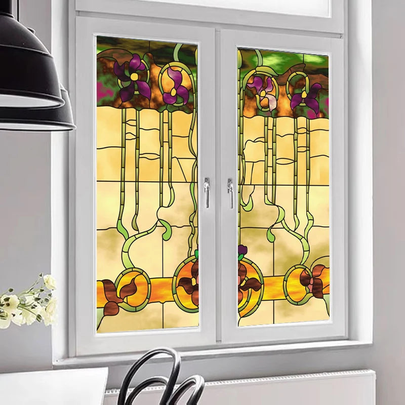Window Film Frosted Stained Glass Films,Customized Church Design Static Cling Sticker,Home Decor Foil Window Treatment