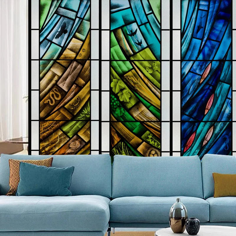 Stained Glass Window Film, Retro Stickers, Static Cling, Kitchen, Bathroom, Bedroom, Sliding Door, Home Decor, Custom Size