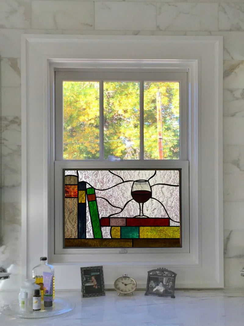 Custom Size 3D Matte Window Film, Stained Glass Decor, UV Window Sticker, Privacy Frosted Static Cling, Book Pattern for Glass