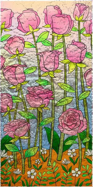 Window Film Stained Glass Films Frosted Static Cling Light-transparent Opaque Privacy Glass Sticker Home Decor Rose Flower