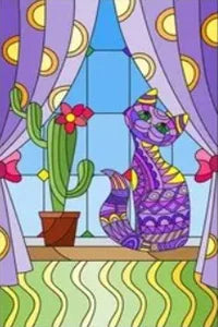 Customized Stained Glass Film Window Films Static Cling Frosted Sticker Japanese-Style Home Decor Cat  Cherry Blossom Poster