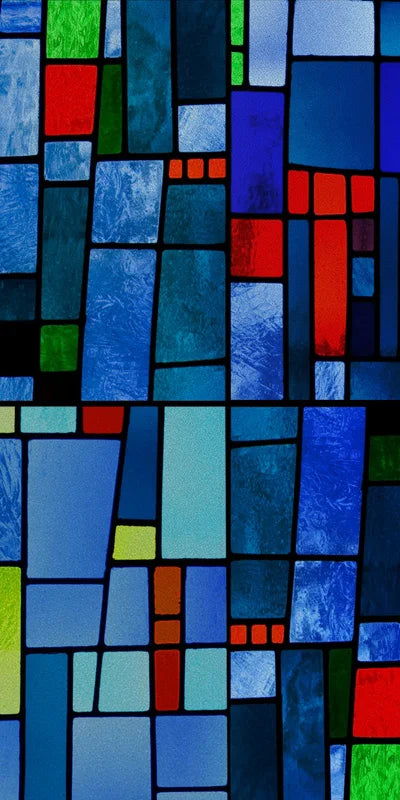 Frosted Stained Glass Window Film, Reusable Window Covering, Sun Catcher, Mosaic Rainbow Color, Privacy, Home-Decor