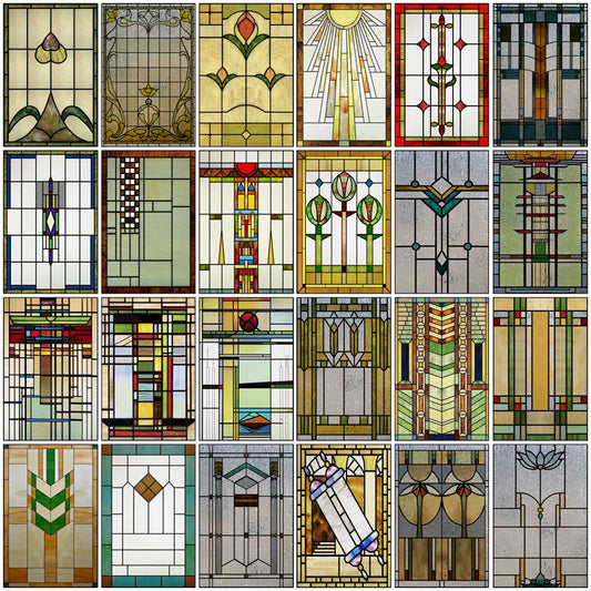 Frosted Stained Glass Window Film, 3D Matte, Vintage Static Cling,Privacy, Door Sticker,Customized for Office, Home Decor