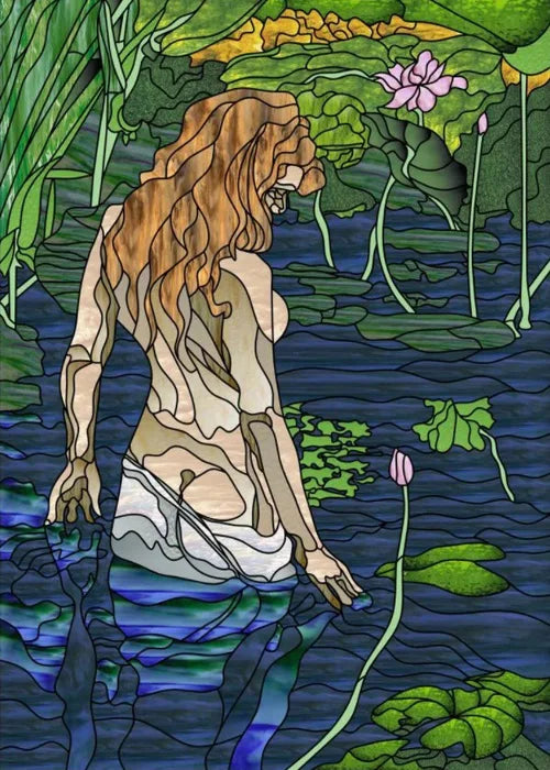 Custom Size Window Stained Glass Films,Mermaid,Flower, Fairy,People Painting Stickers for Bathroom, Door, Office, Home Decor