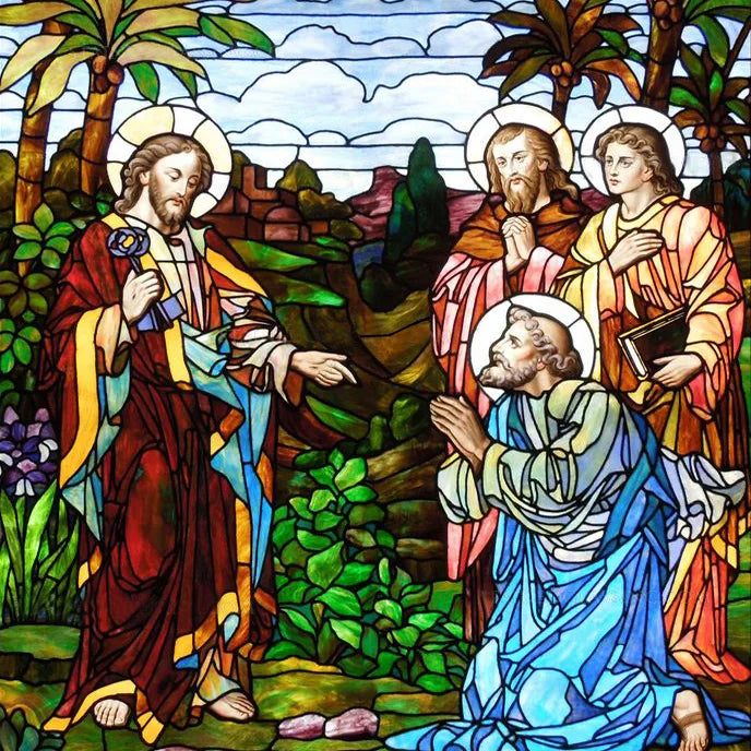 Custom Frosted Stained Glass Window Film,Static Cling Reusable,Jesus Christ Angels Virgin Mary Picture Decor Window Treatment