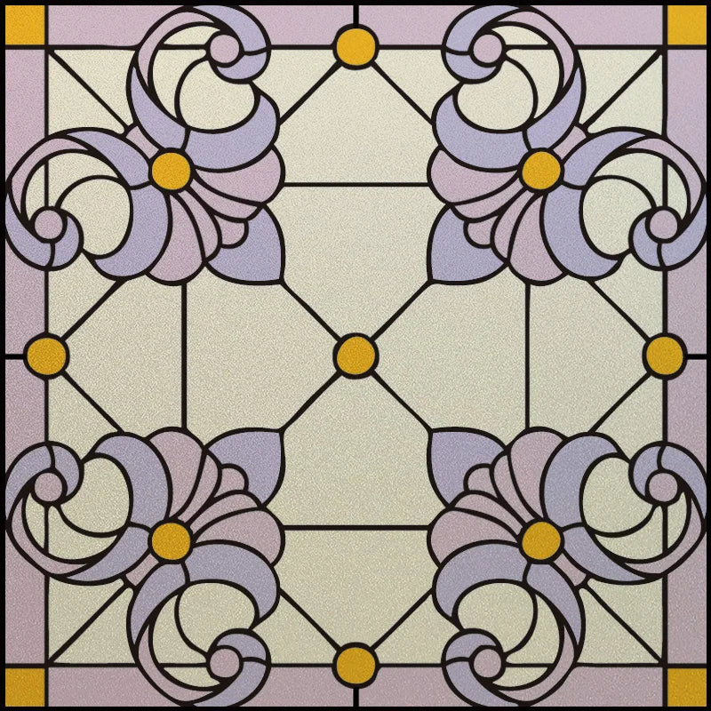 Custom Size Stained Glass Window Film Frosted Privacy Static Cling Retro Prairie Matte Stickers Shower Kitchen Office Home Decor